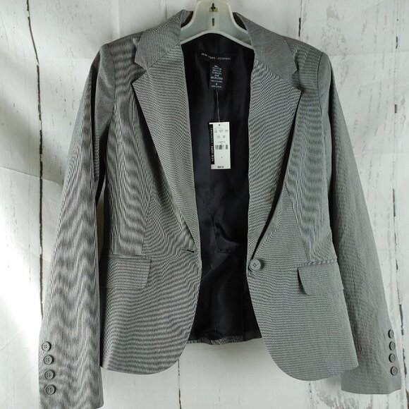 New York & Company Stretch Size 4 Gray Birdsey 1 Buttn Lined Suit Blazer NWT $70 - Picture 8 of 14